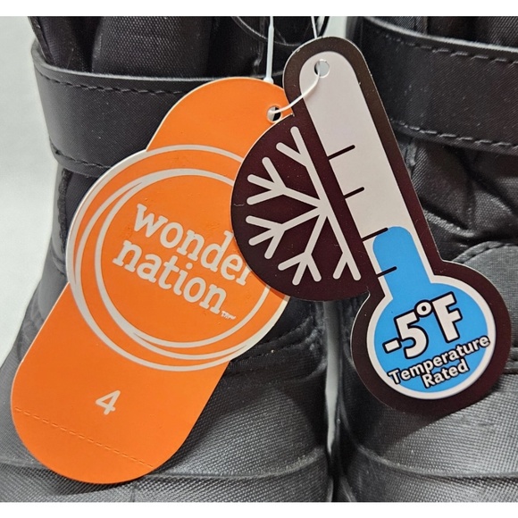 Wonder Nation Big Girls Black Winter Boots Temp Rating -5F Degrees Size 4 NWT - Picture 8 of 14